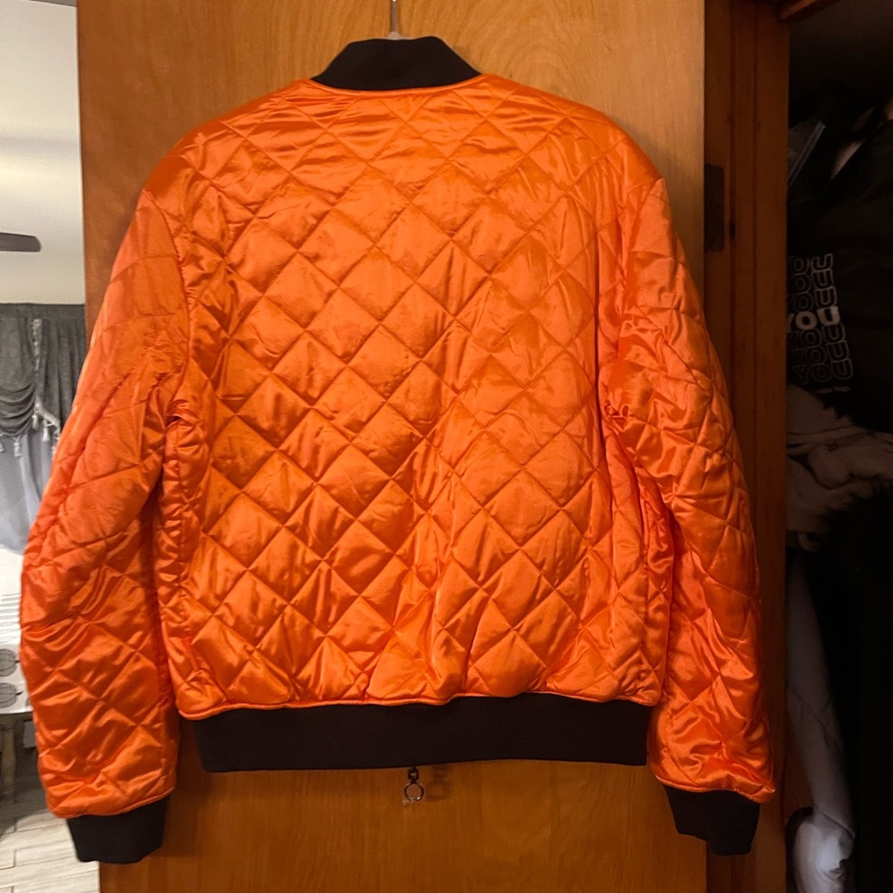 Armani Exchange Orange Bomber Jacket with Quilted Design